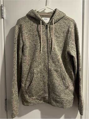 Old Navy Men's Marled Gray Zip-Up Hoodie Sweater Medium